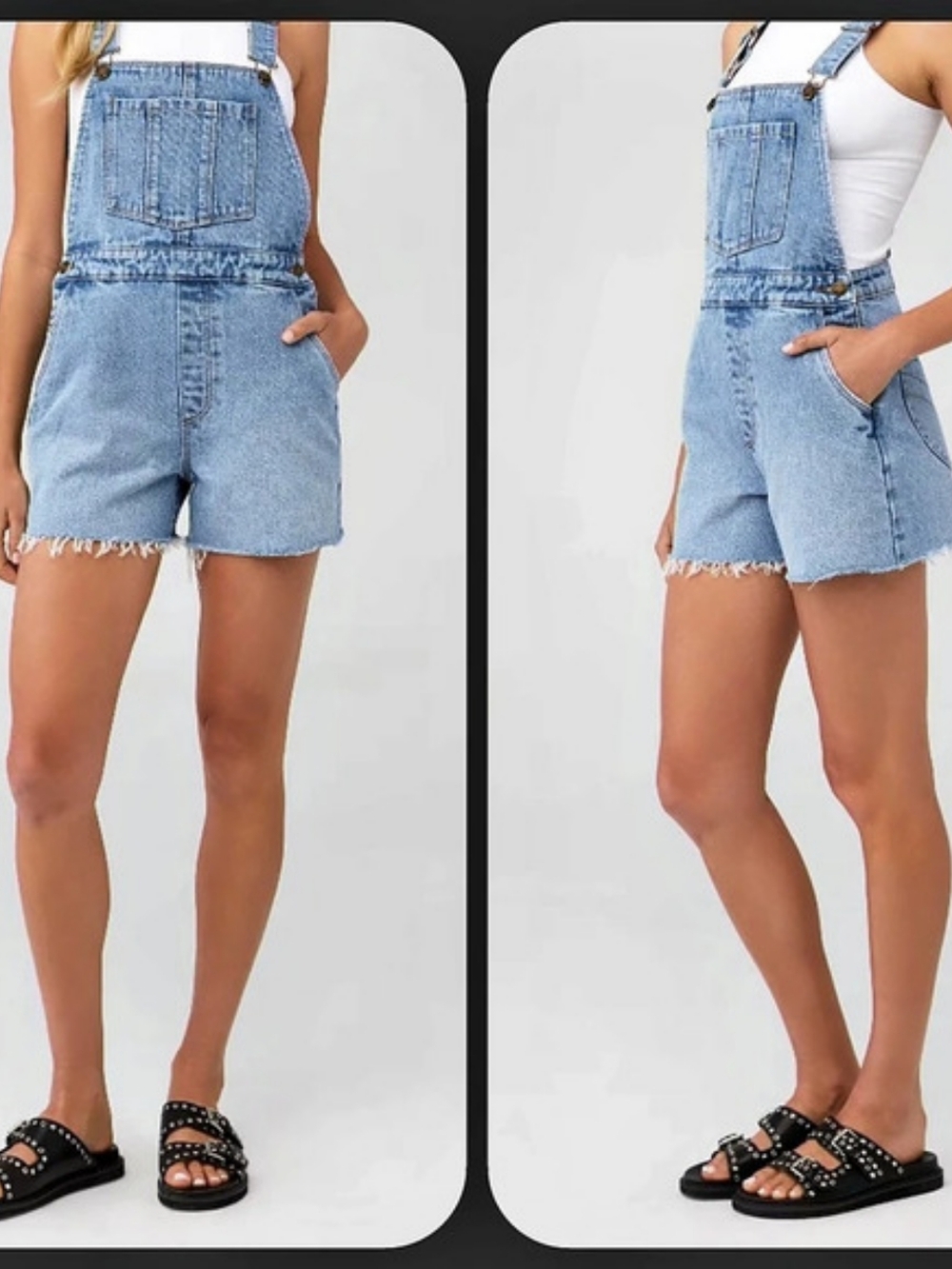 Rollas Overalls Denim Shortalls Bohobo Jean Shorts Raw Frayed Hems Sz 26 Blue